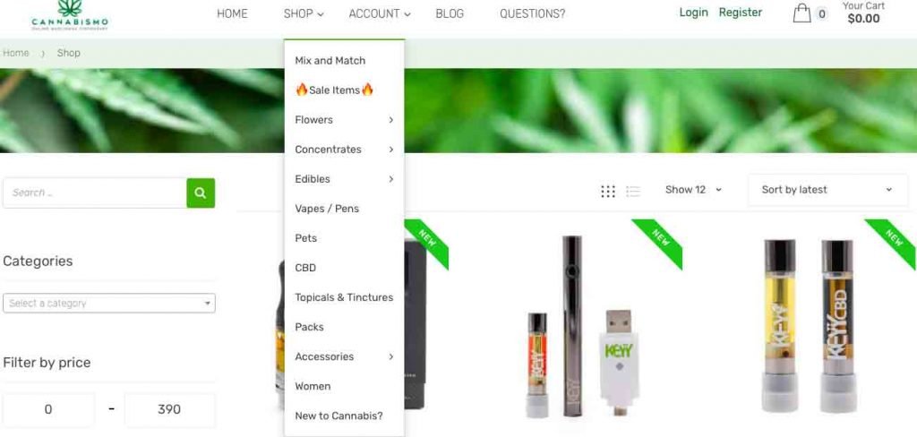 Cannabis products for sale at Cannabismo.ca