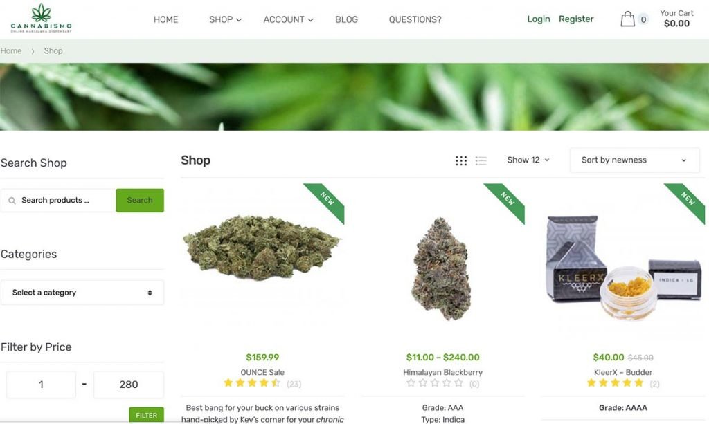 Review of Cannabismo mail order marijuana dispensary.