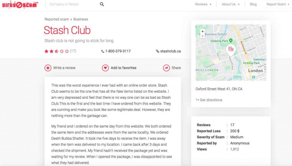 Is Stash Club a scam? Bad feedback on DirtyScam.com