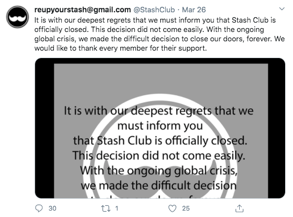 stash club is closed