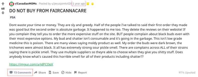 Faircannacare warning on Reddit