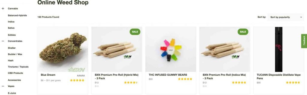 BudExpressNOW product categories