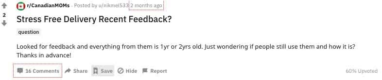 What reddit thinks about Stress Free Delivery.