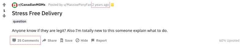 Stress Free Delivery reputation on Reddit