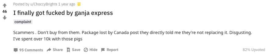 User claims to be scammed by Ganja Express.