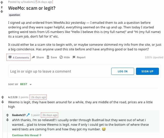 User generate review about Weemo dispensary.