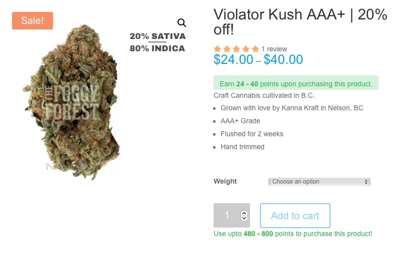 Violator Kush AAA+ at The Foggy Forest