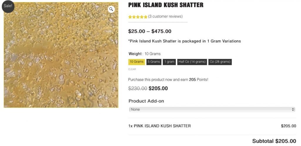 Pink Island Kush Shatter at Low Price Bud